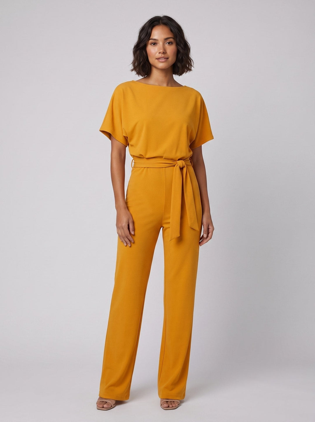 Monika elegant jumpsuit orange on model