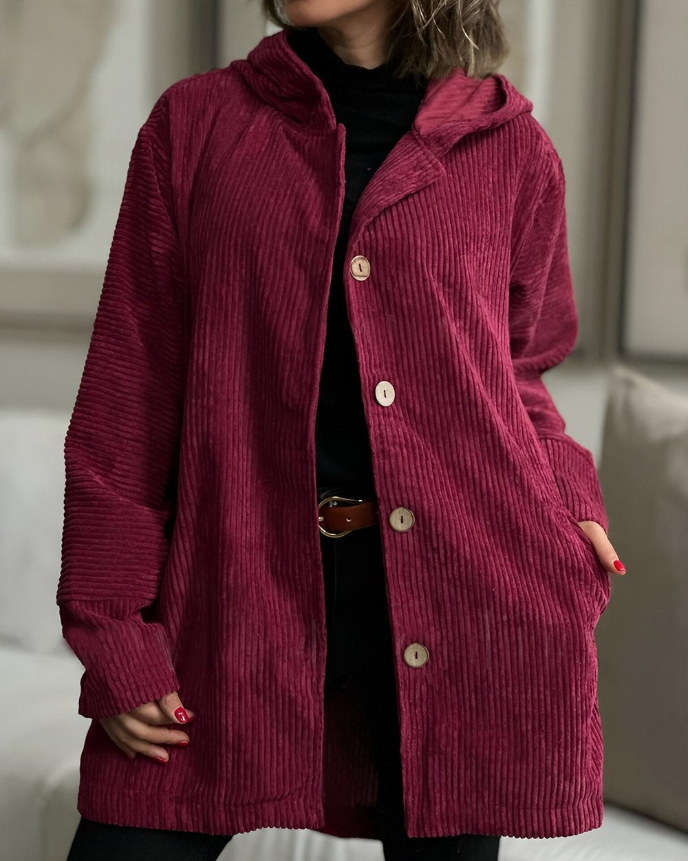 Cordia - Cozy Corduroy Hooded Jacket