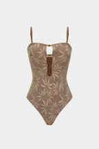 Beaded Backless Slip One-Piece Swimsuit