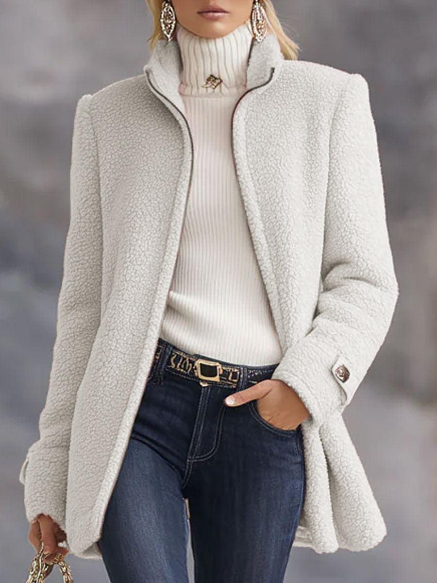 Polly | Casual Vintage Fleece Zip-Up Jacket Coat