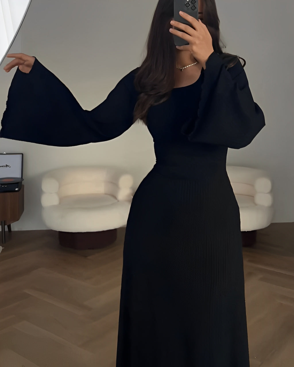 Nori | Striped Knit Maxi Dress with Sleeves