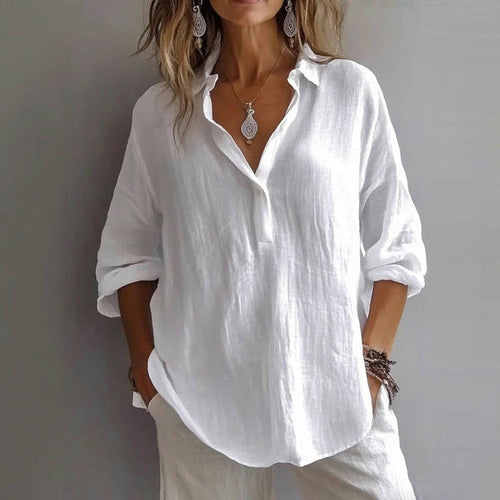 Dani womens blouse featuring a soft cotton-polyester blend, designed as a long sleeve top perfect for casual and stylish outfits. - 1