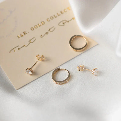Brillane™ | 14K Gold Stone Earrings Set