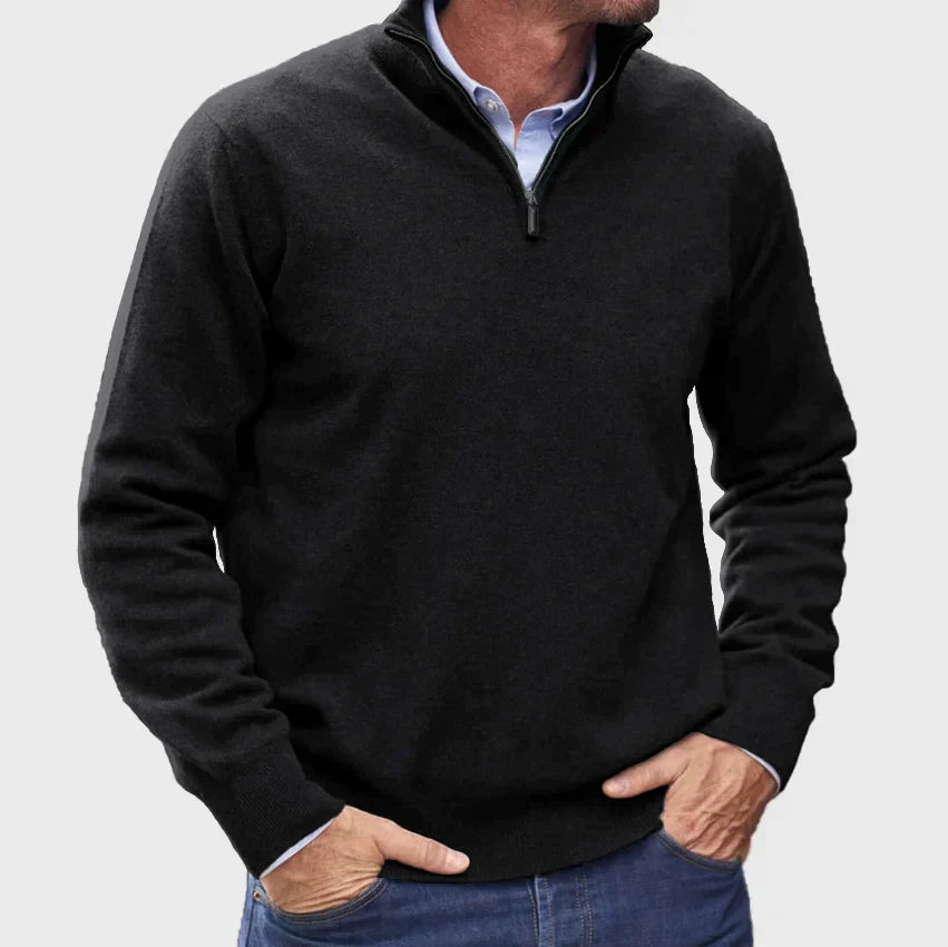 Frederico | Italian cashmere blend sweater for men with zipper.