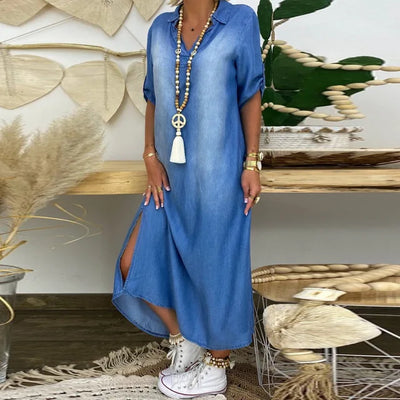 LEA™ | Long Denim-Style Dress