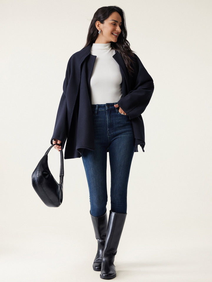 Women's Oversized Scarf Coat, Draped Collar, Relaxed Layering Fit
