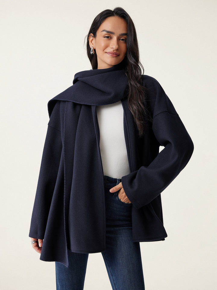 Women's Oversized Scarf Coat, Draped Collar, Relaxed Layering Fit
