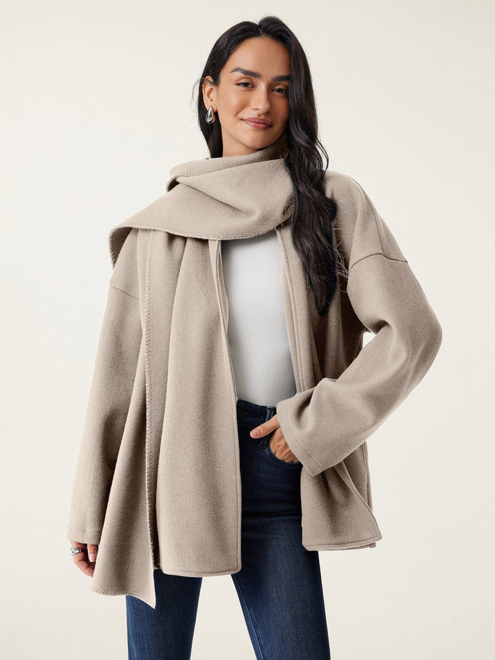 Women's Oversized Scarf Coat, Draped Collar, Relaxed Layering Fit