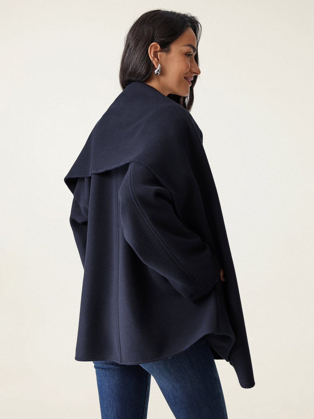 Women's Oversized Scarf Coat, Draped Collar, Relaxed Layering Fit