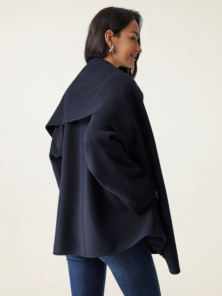 Women's Oversized Scarf Coat, Draped Collar, Relaxed Layering Fit