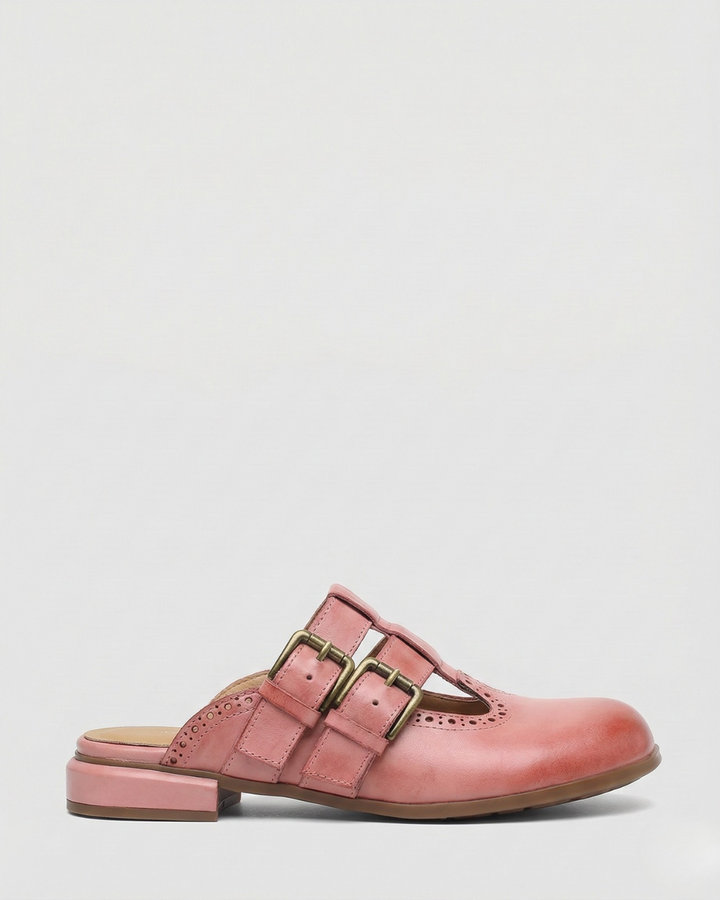 Theodora Mule Heels featuring soft leather material and a comfortable block heel, perfect for stylish and easy wear. - 1