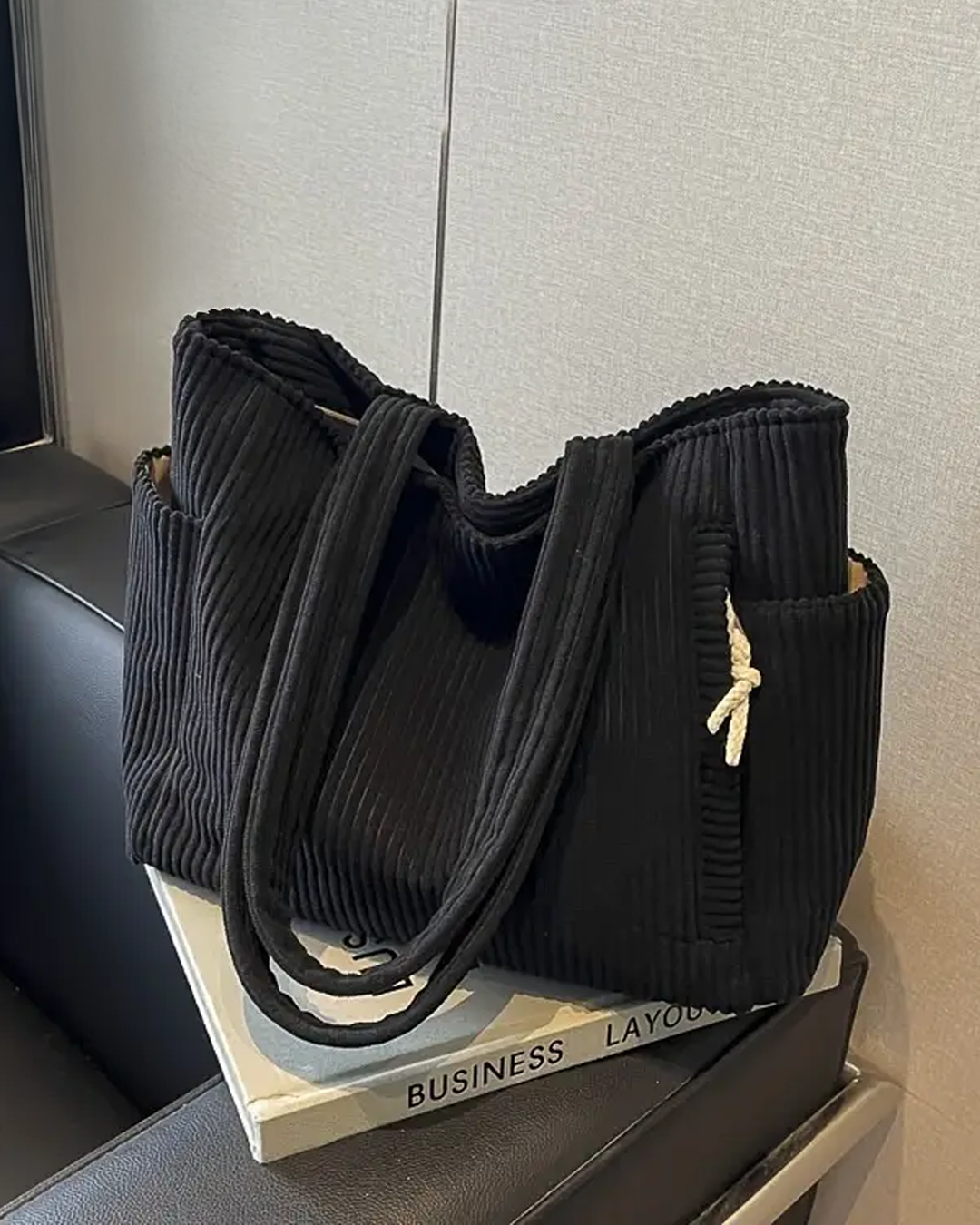 Tilda Tote Bag featuring a stylish ribbed design, spacious interior, and versatile use for everyday activities. - 6