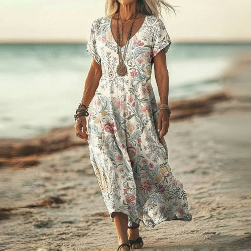 Vera Floral Midi Dress featuring a stylish cotton-polyester blend, ideal for summer parties with vibrant floral patterns and a comfortable fit. - 1