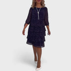 Elegant Cleo Classic Dress featuring a stylish polka dot layered design, perfect for formal occasions and sophisticated outings. - 1