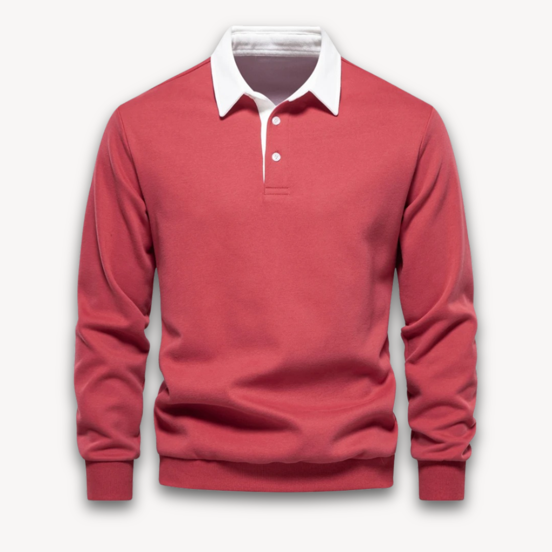 Men's Long-Sleeve Polo Sweater - Casual Wear