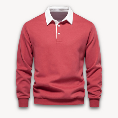 Men's Long-Sleeve Polo Sweater - Casual Wear