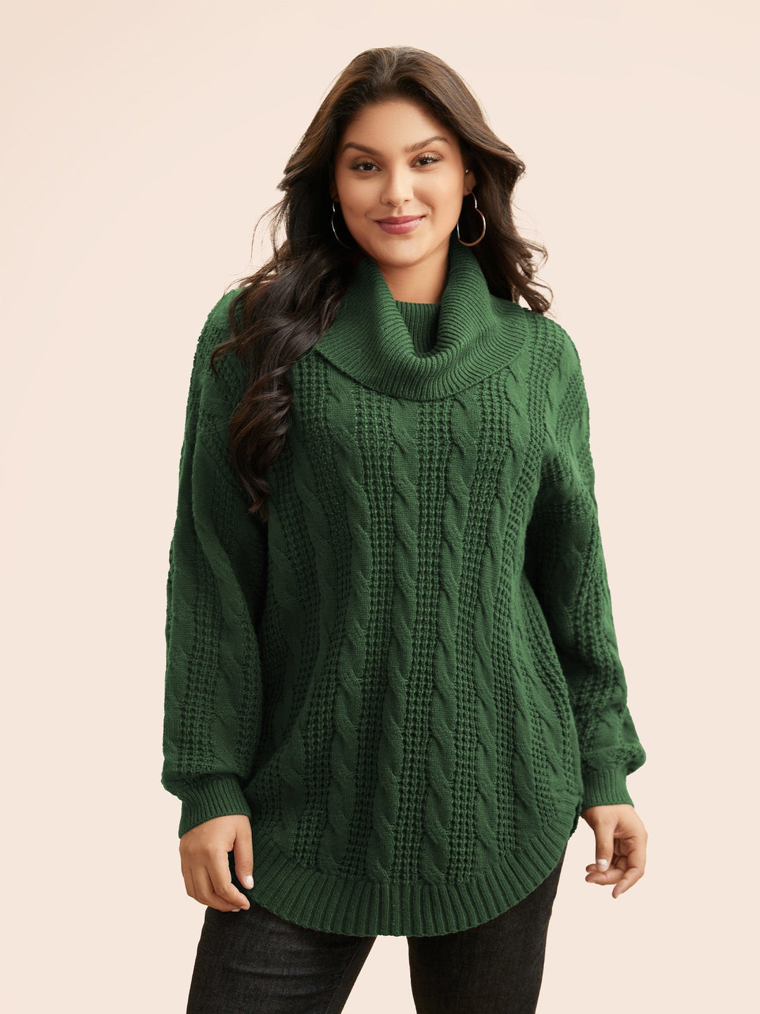 Cozy Tula pullover featuring a stylish cable knit design, turtleneck, and relaxed fit, perfect for layering in cooler weather. - 12