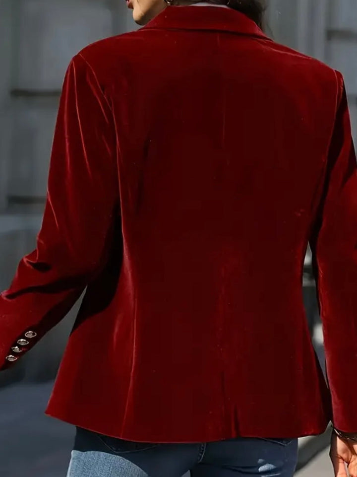 Women's Velvet Blazer, Ruby Red, Cocktail Party, Christmas Outfit
