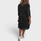 Elegant Cleo Classic Dress featuring a stylish polka dot layered design, perfect for formal occasions and sophisticated outings. - 5