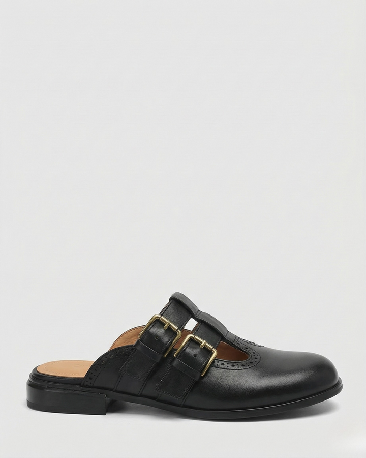 Theodora Mule Heels featuring soft leather material and a comfortable block heel, perfect for stylish and easy wear. - 2