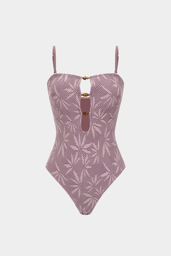 Beaded Backless Slip One-Piece Swimsuit