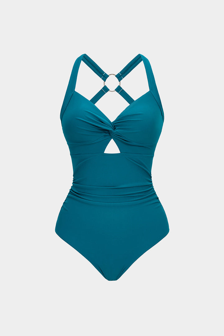 Metallic Cut Out One-Piece Swimsuit
