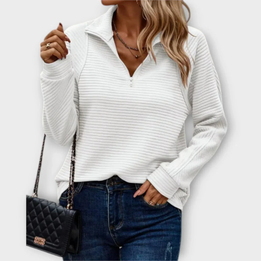Alana Half-Zip Pullover in soft fabric featuring a flattering fit, perfect for casual wear and layering in cooler weather. - 2