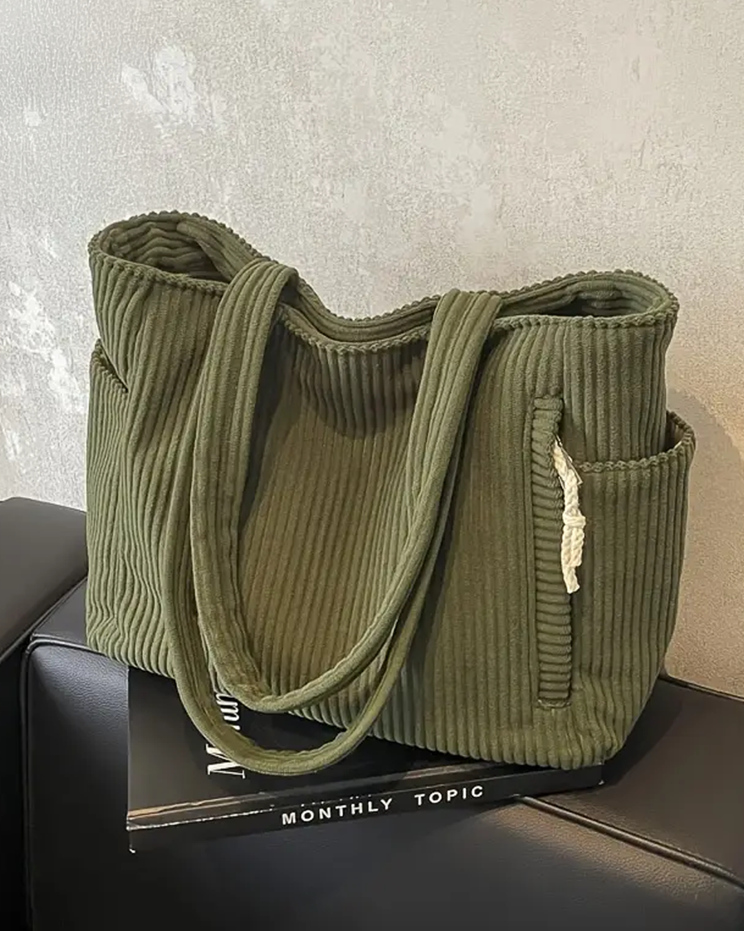 Tilda Tote Bag featuring a stylish ribbed design, spacious interior, and versatile use for everyday activities. - 5