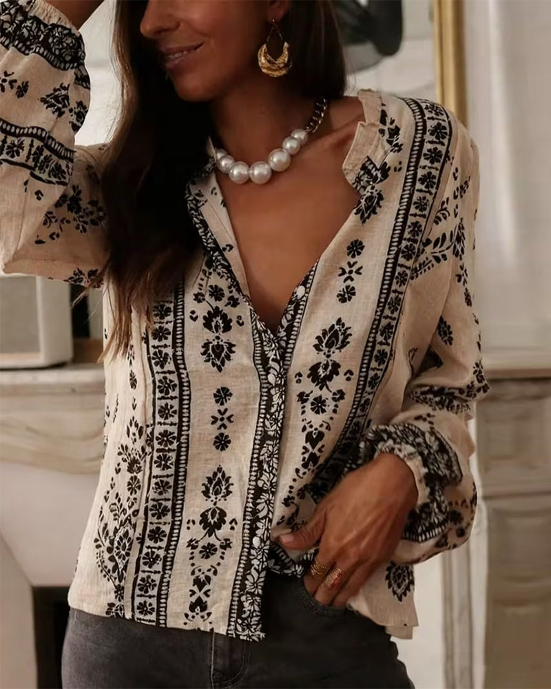 Rosie | Elegant Floral Printed Blouse Long Sleeves
