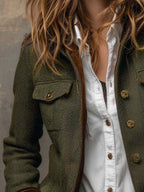 Herringbone | Tweed Blazer With Velvet Trim