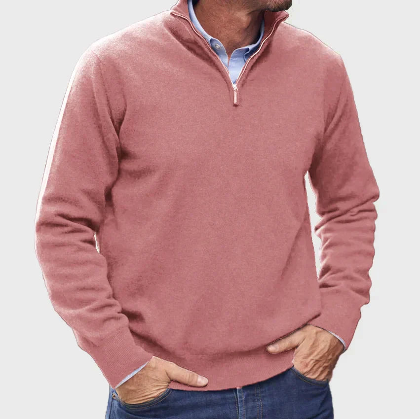 Frederico | Italian cashmere blend sweater for men with zipper.