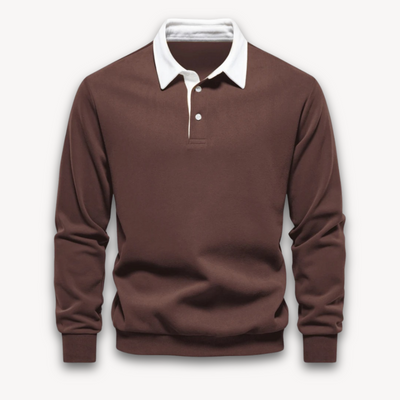 Men's Long-Sleeve Polo Sweater - Casual Wear