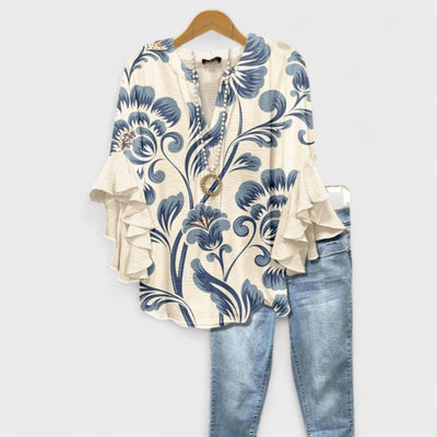 Isabella | Blouse with Elegant Flowers