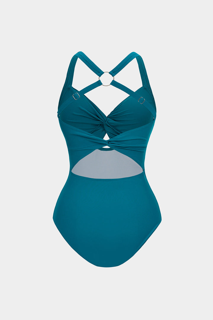 Metallic Cut Out One-Piece Swimsuit