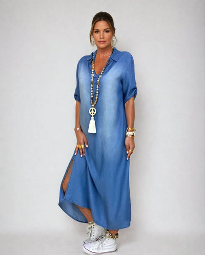 LEA™ | Long Denim-Style Dress