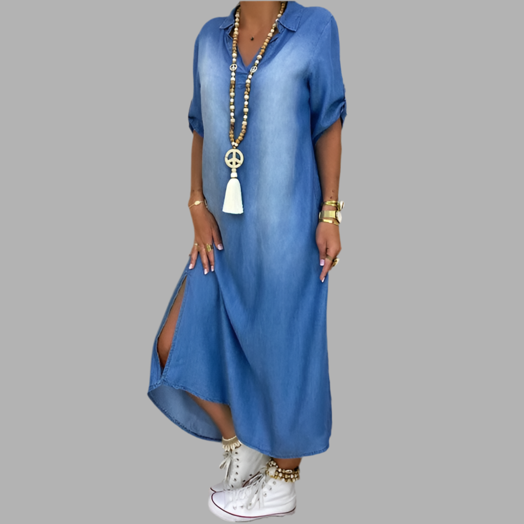 LEA™ | Long Denim-Style Dress