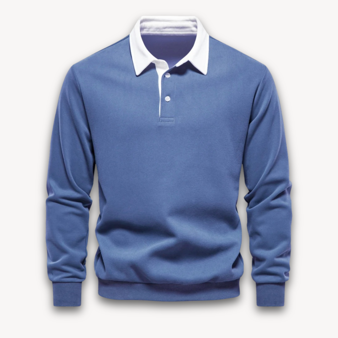 Men's Long-Sleeve Polo Sweater - Casual Wear
