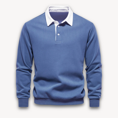 Men's Long-Sleeve Polo Sweater - Casual Wear
