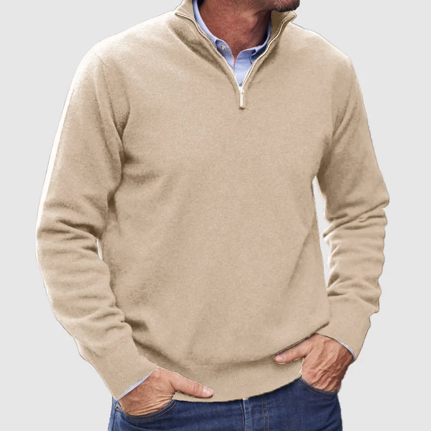 Frederico | Italian cashmere blend sweater for men with zipper.