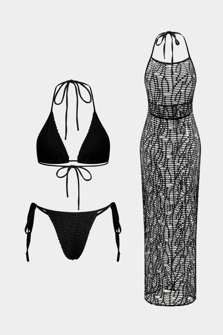 Hally | Bikini And Open Knit Cover Up Set