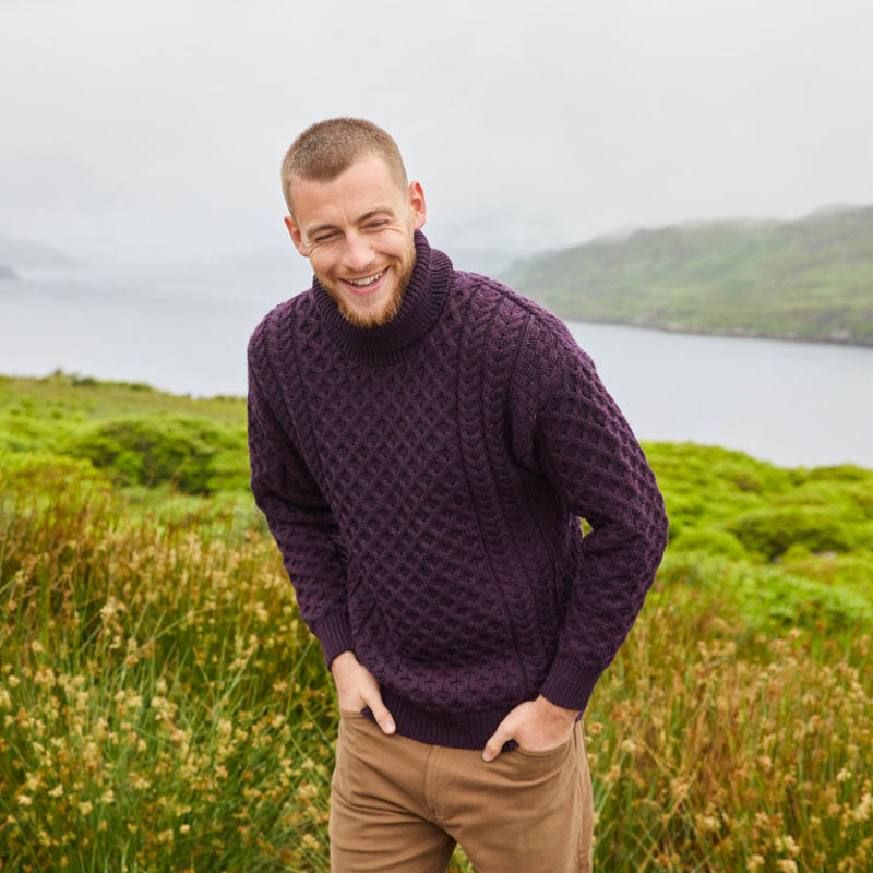 Aran | Fisherman Turtleneck Wool blend Sweater
