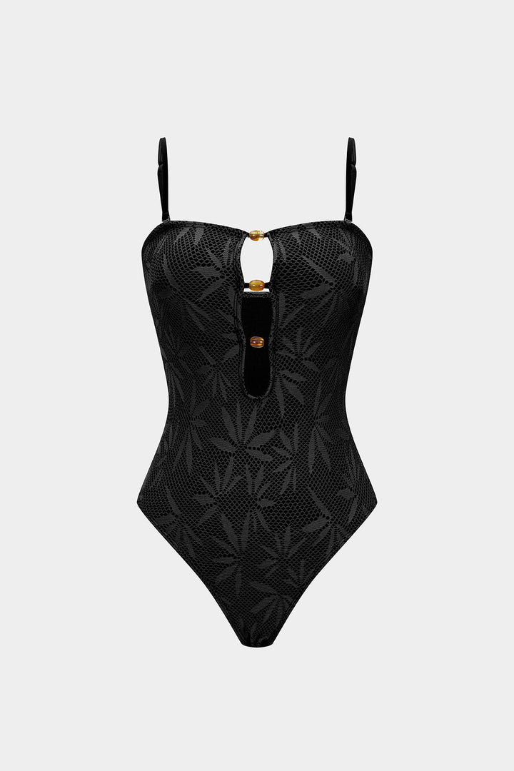 Beaded Backless Slip One-Piece Swimsuit