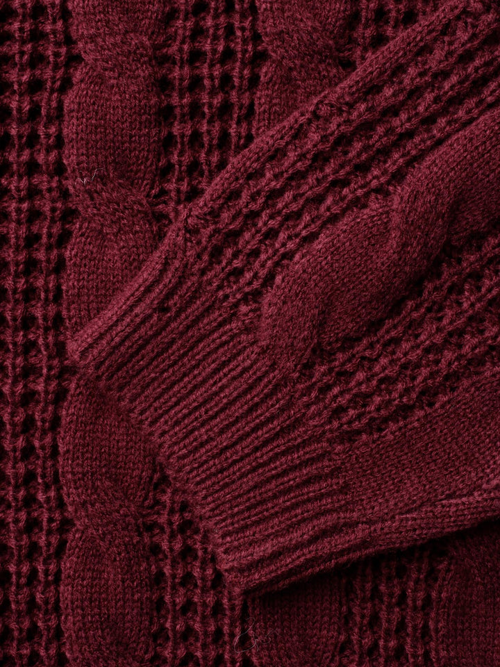 Cozy Tula pullover featuring a stylish cable knit design, turtleneck, and relaxed fit, perfect for layering in cooler weather. - 6