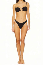 Chiffon Metallic Decor High-Waisted Bikini Set