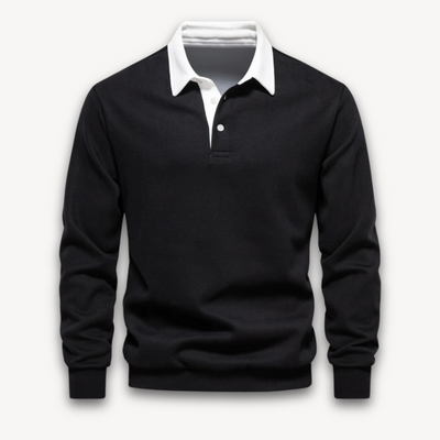 Men's Long-Sleeve Polo Sweater - Casual Wear