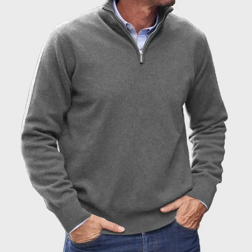 Frederico | Italian cashmere blend sweater for men with zipper.