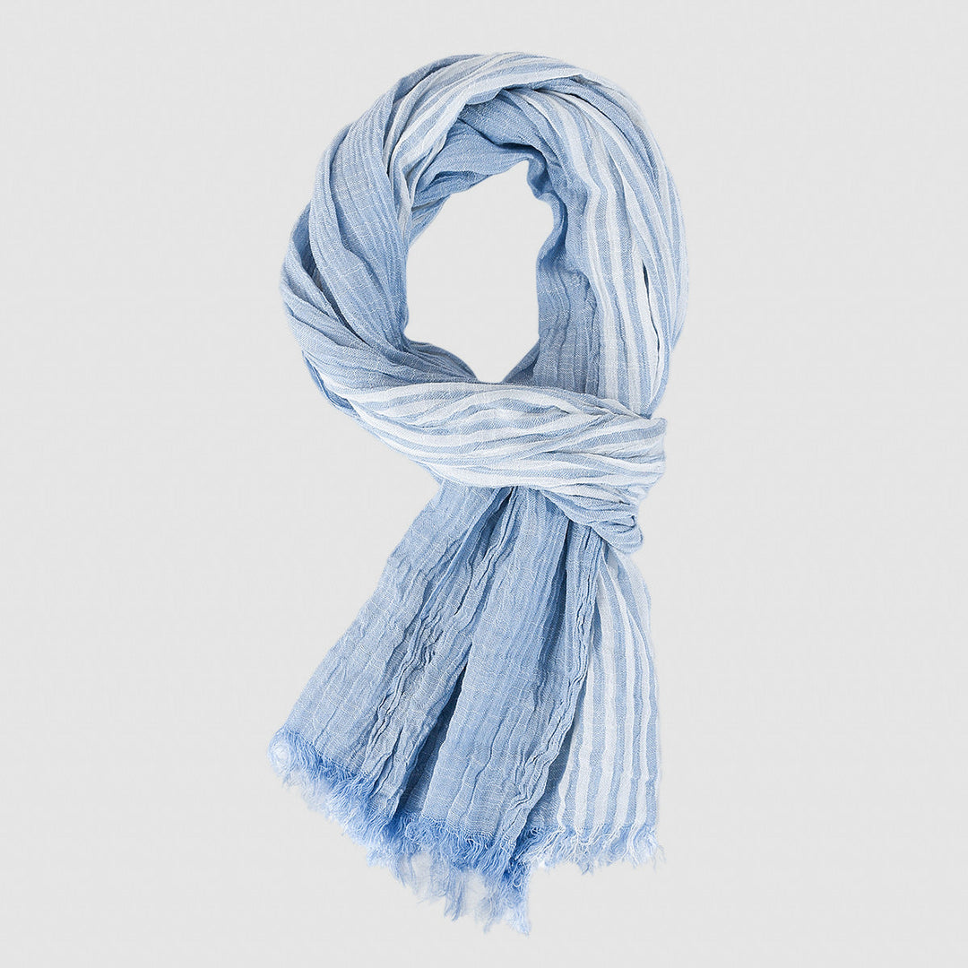 Elegant Aero Cotton Scarf featuring a classic pinstripe design, measuring 70cm x 180cm, perfect for versatile styling and comfort. - 2