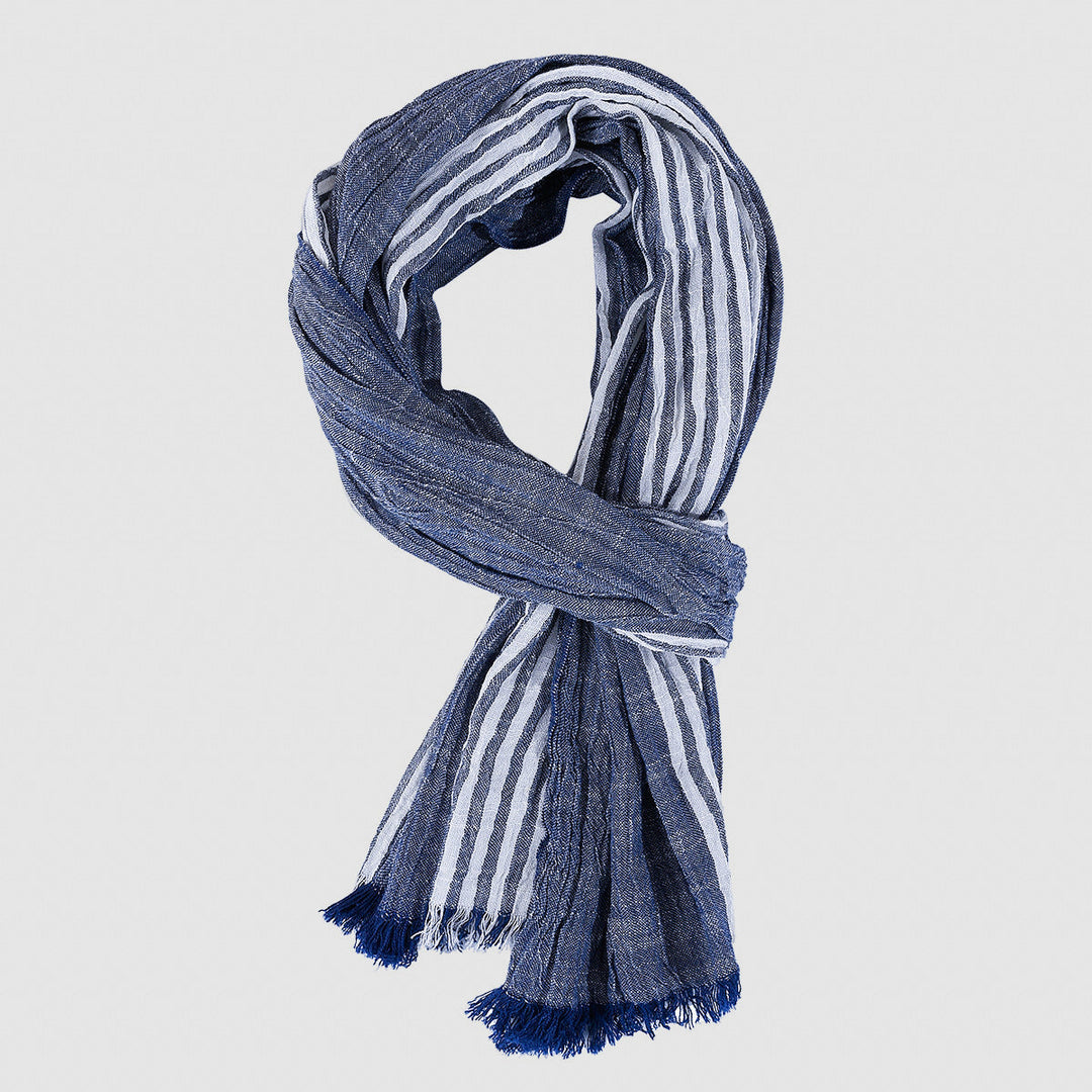 Elegant Aero Cotton Scarf featuring a classic pinstripe design, measuring 70cm x 180cm, perfect for versatile styling and comfort. - 1