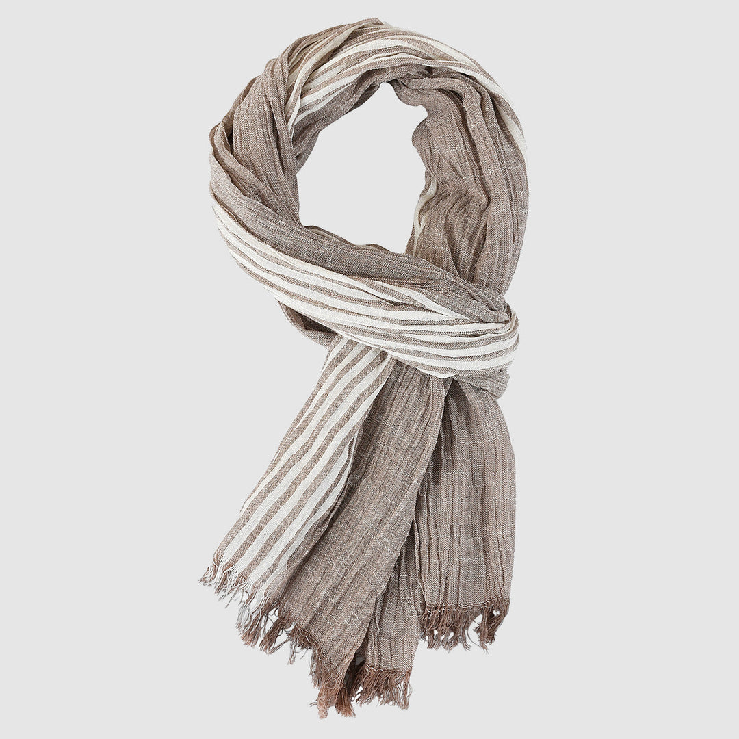 Elegant Aero Cotton Scarf featuring a classic pinstripe design, measuring 70cm x 180cm, perfect for versatile styling and comfort. - 4