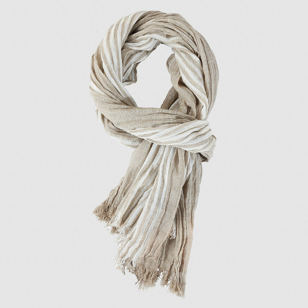 Elegant Aero Cotton Scarf featuring a classic pinstripe design, measuring 70cm x 180cm, perfect for versatile styling and comfort. - 3